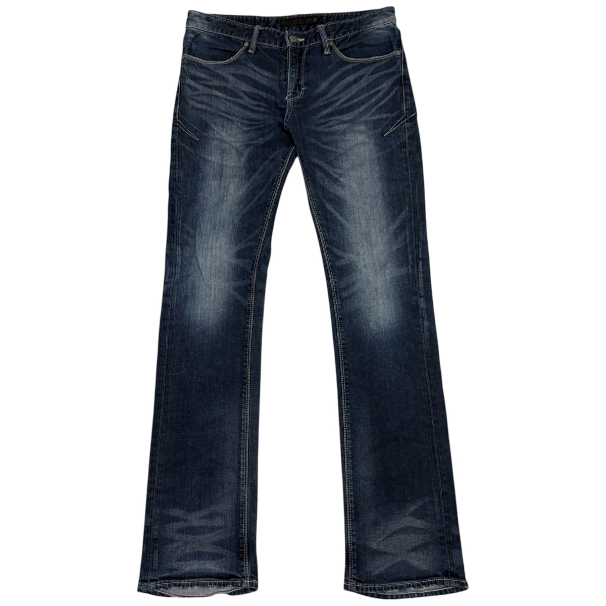 Fuga whiskered blue fade wash bootcut denim jeans
