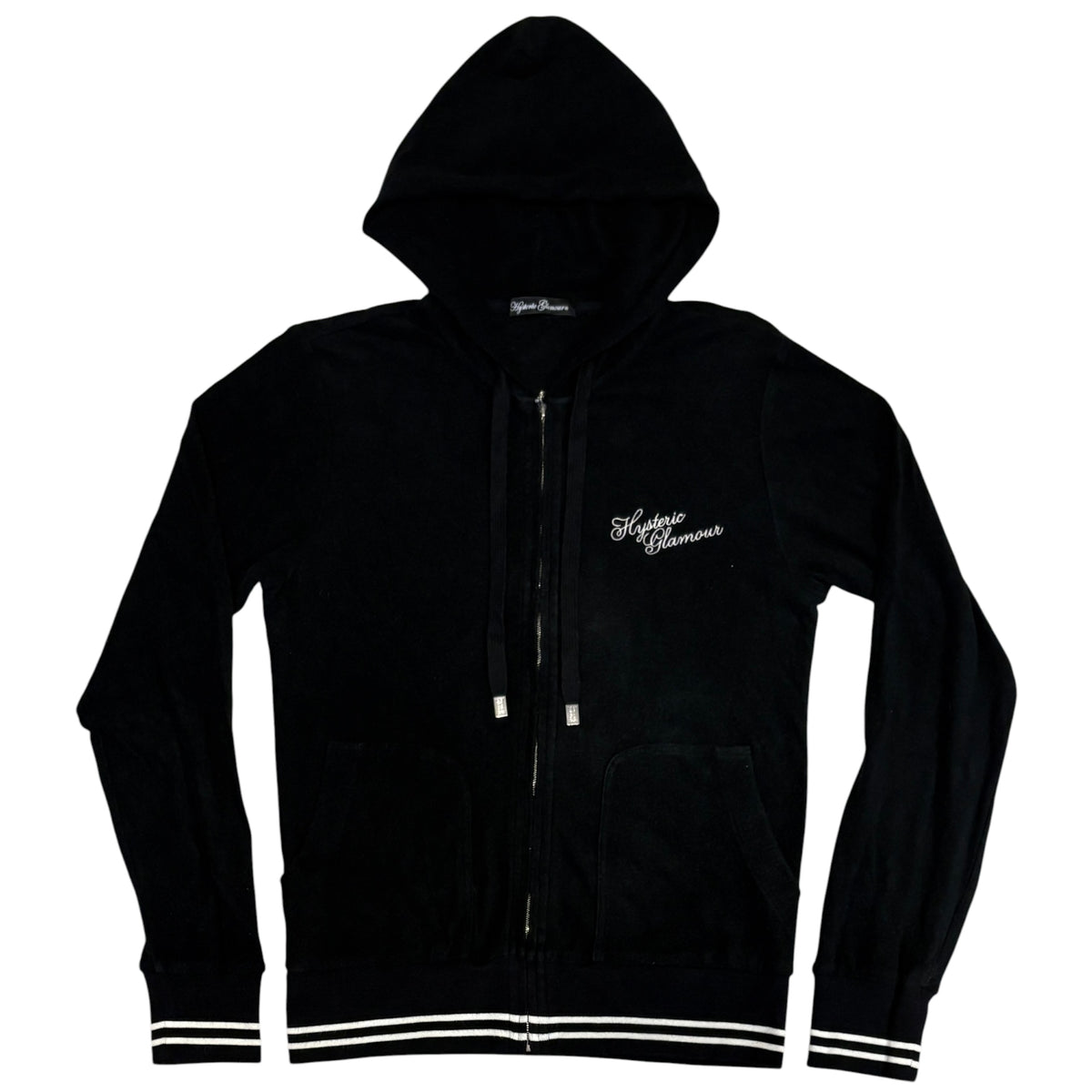 Hysteric Glamour striped end cotton zip hoodie w/ girl graphic