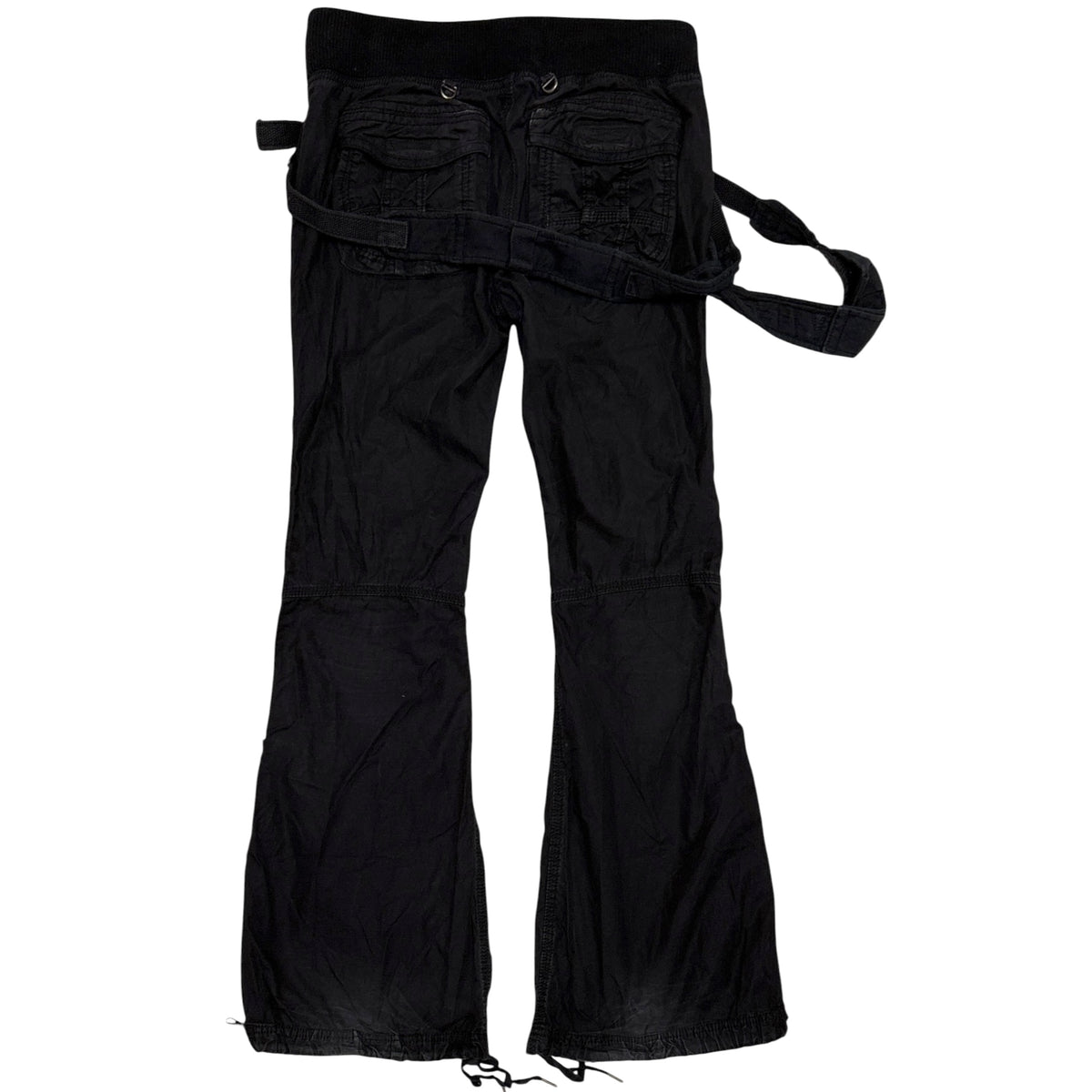 Goa black parachute suspender bootcut flare cargo pants