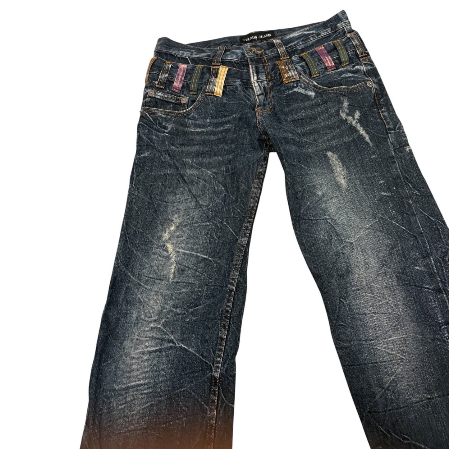 Nylaus double waisted multicolour belt loops denim jeans