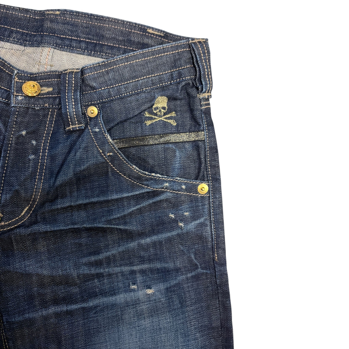 Roen blue claw mark denim jorts
