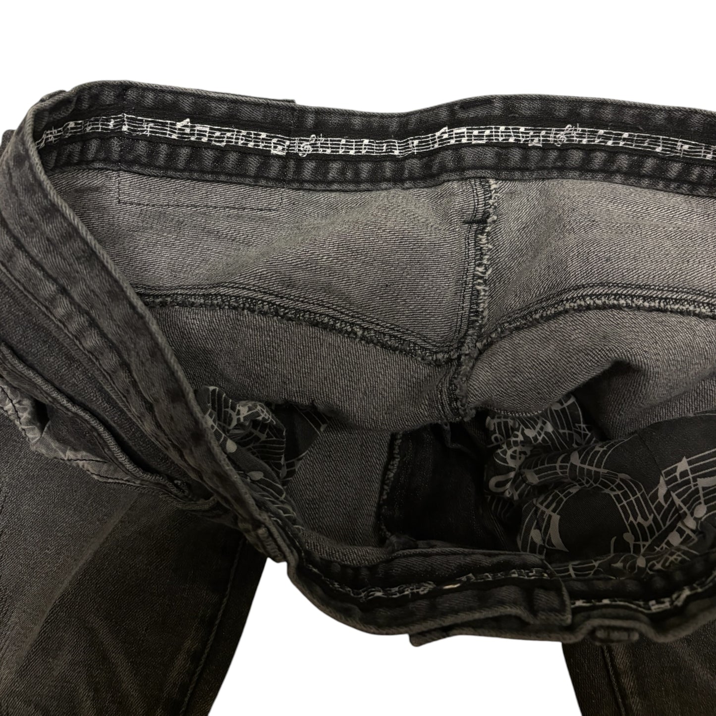 Number (N)ine Denim grey distressed streaked denim jeans