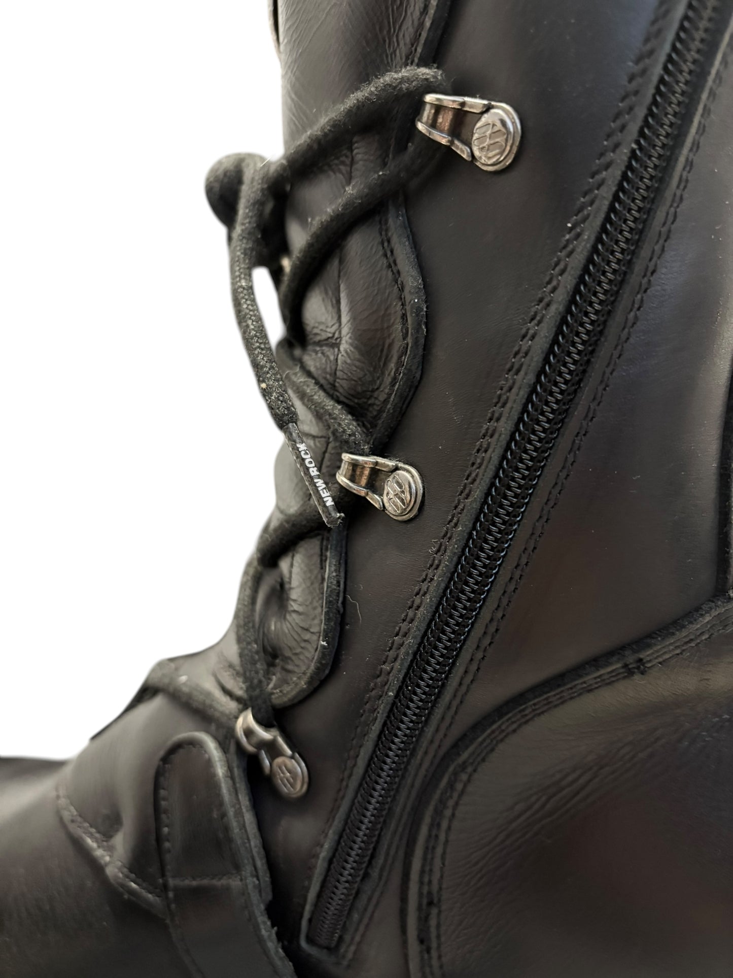 New Rock black multi buckle reactor boots w side zipper