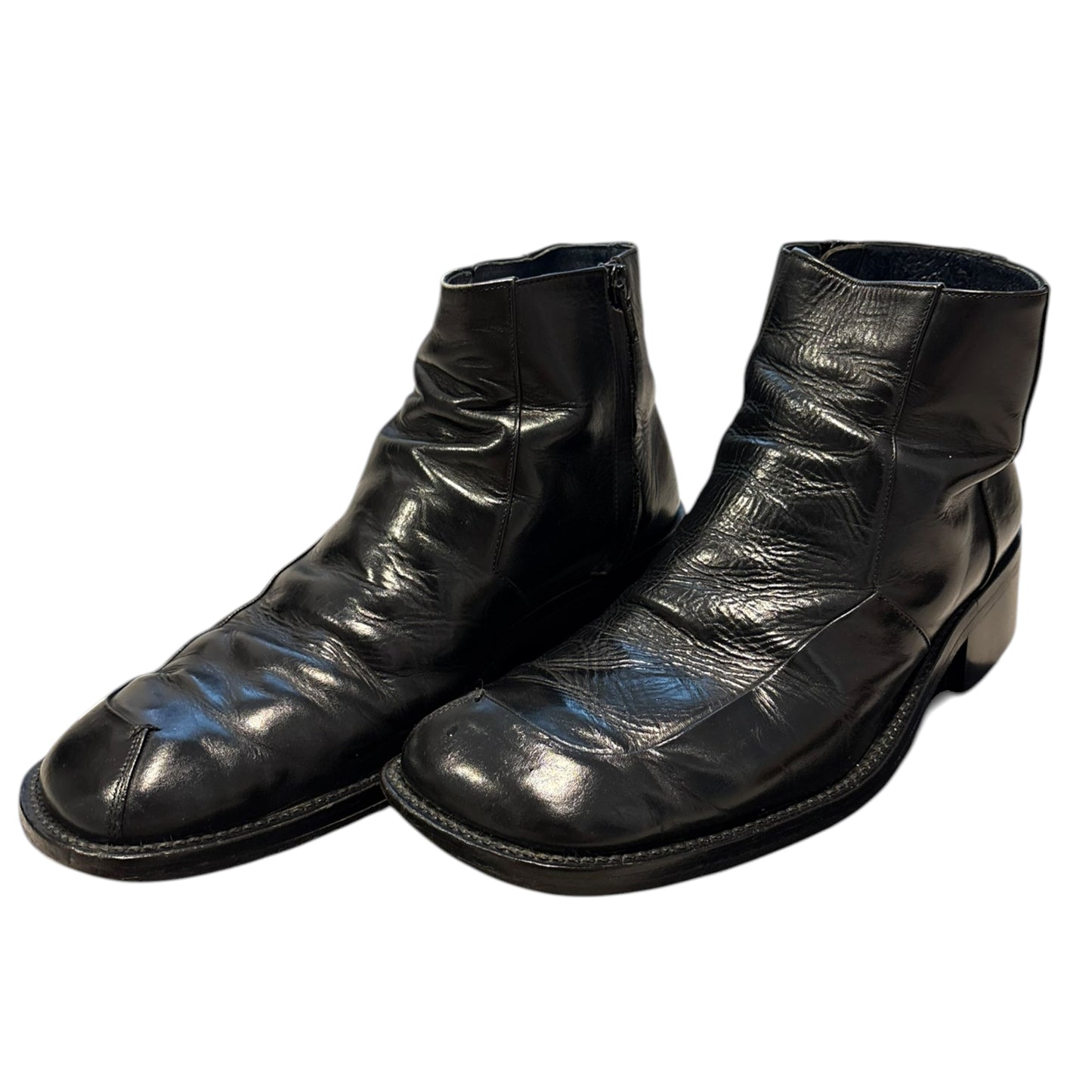Alfredo Bannister layered crinkle effect leather side zip boots