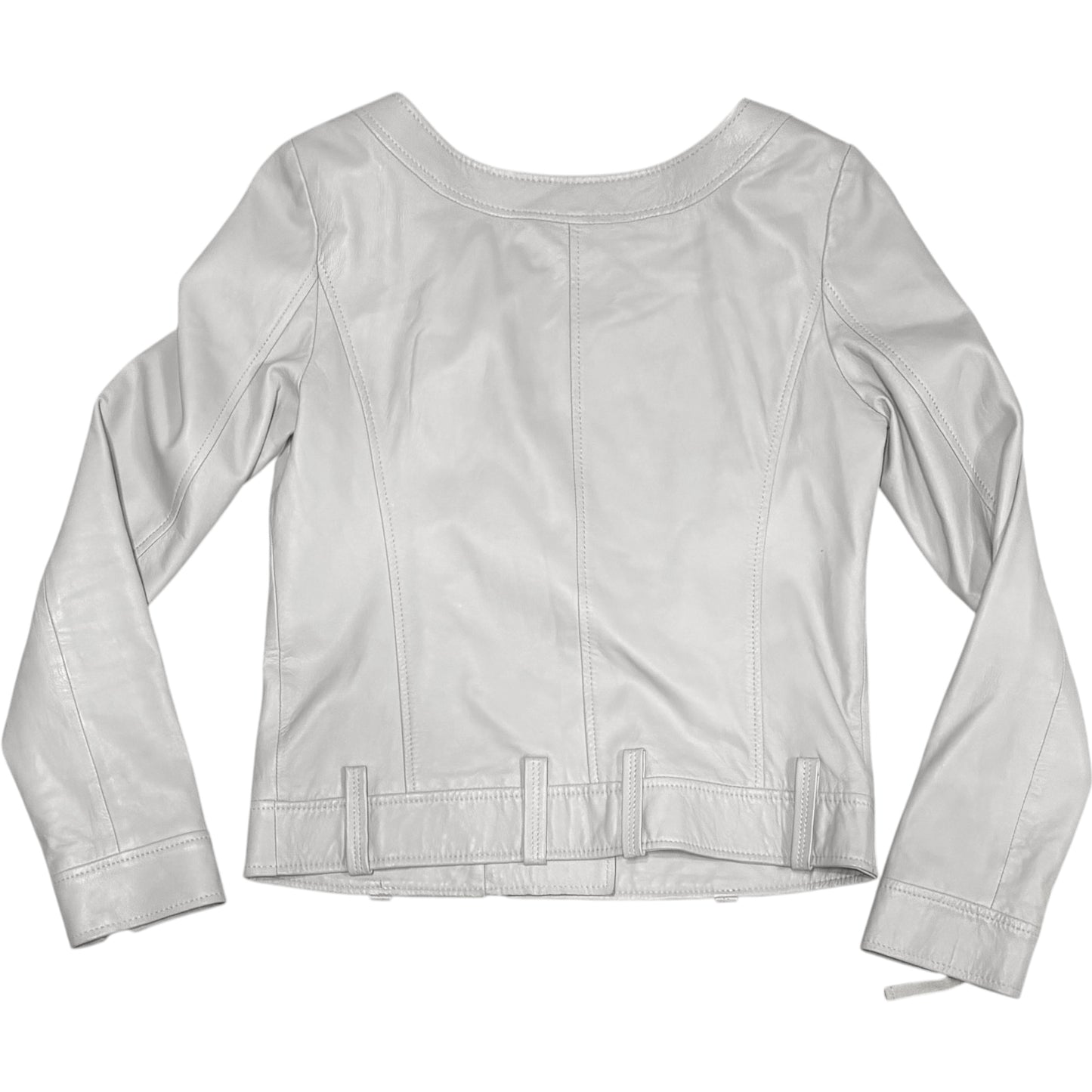 Jill Stuart asymmetric lambskin leather jacket w/ bow detail