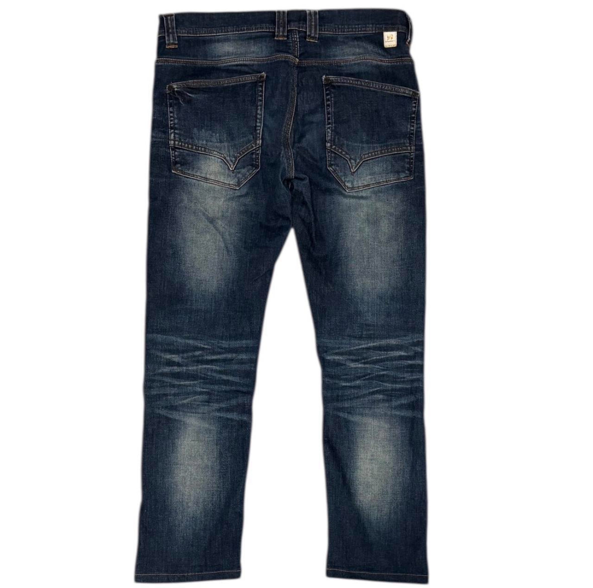 Nicole Hideaways distressed patchwork blue denim jeans