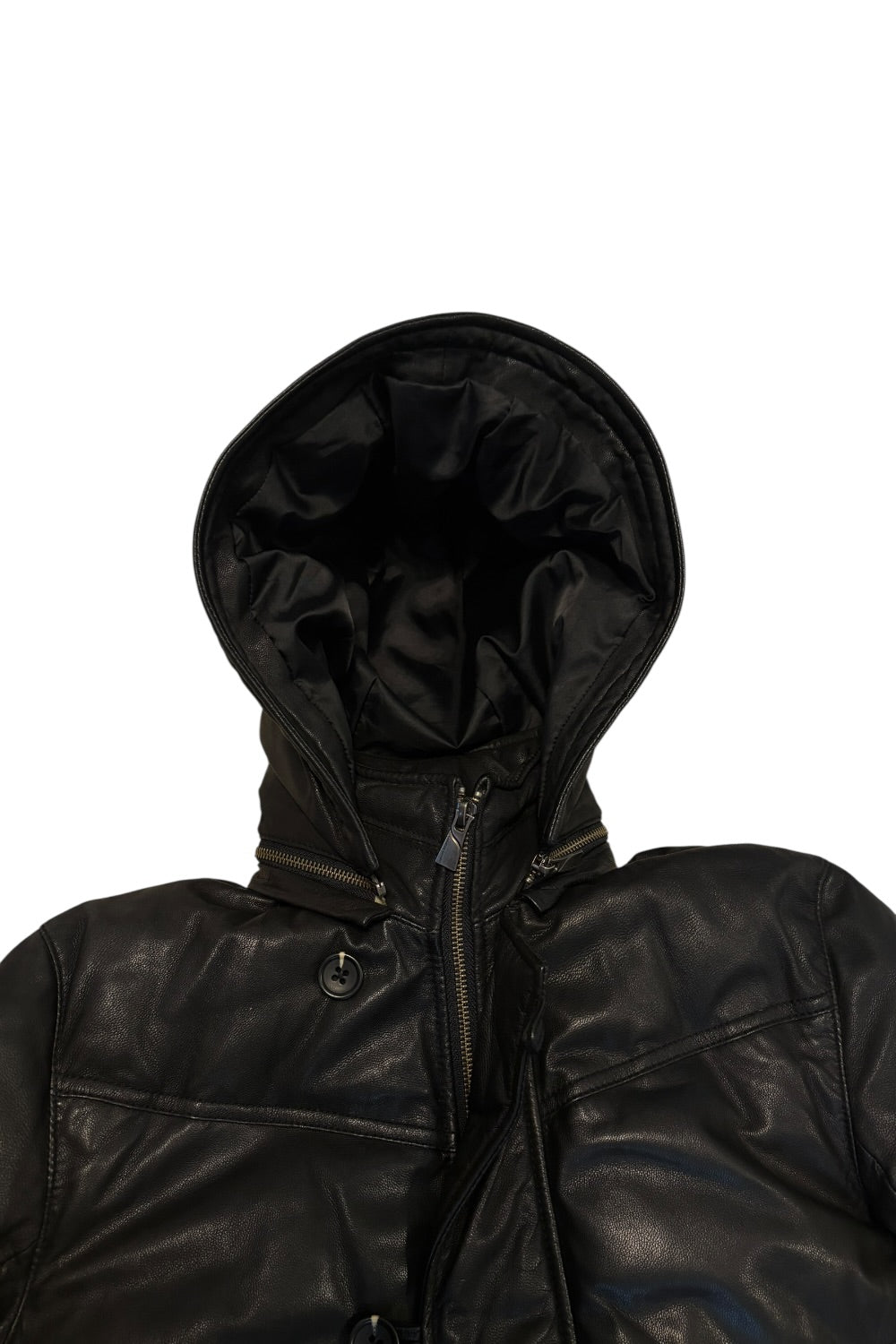 Katharine Hamnett goat leather jacket with detachable hood