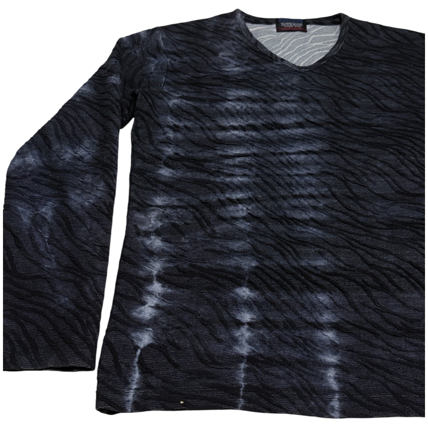 Nicole Club two tone navy tribal textured longsleeve T-shirt