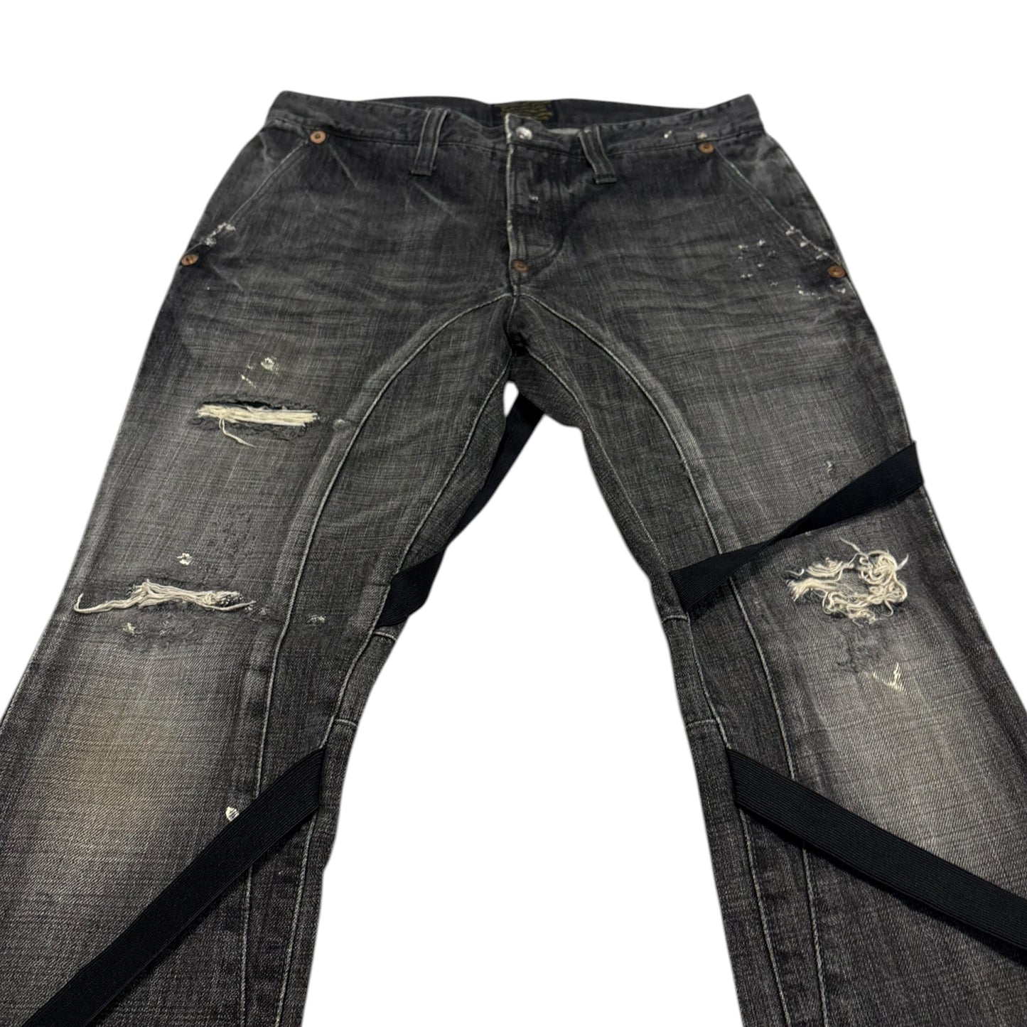 Kazuhiro Takakura grey bondage harness distressed denim jeans