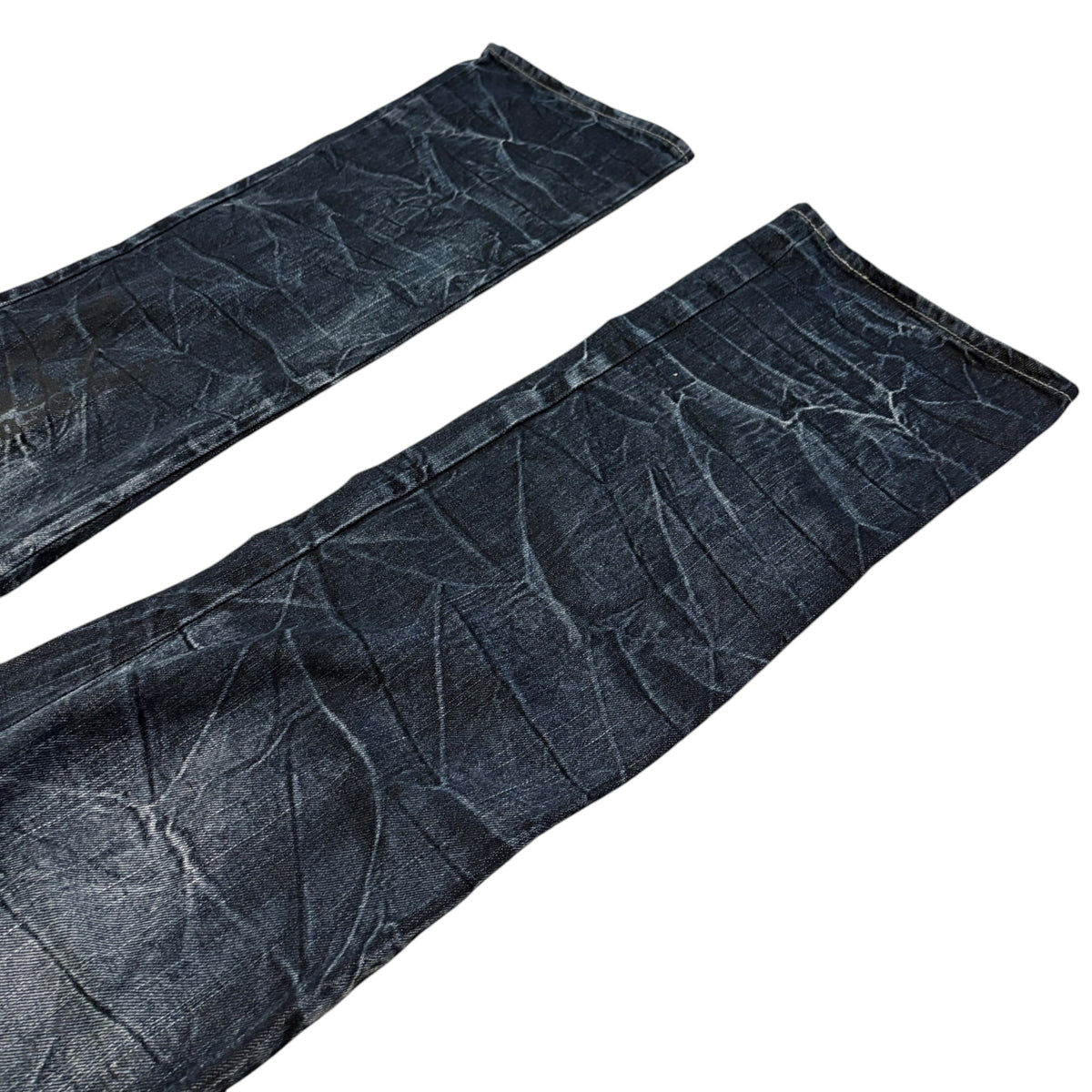 Japanese brand navy honeycomb wash gradient straight leg denim jeans