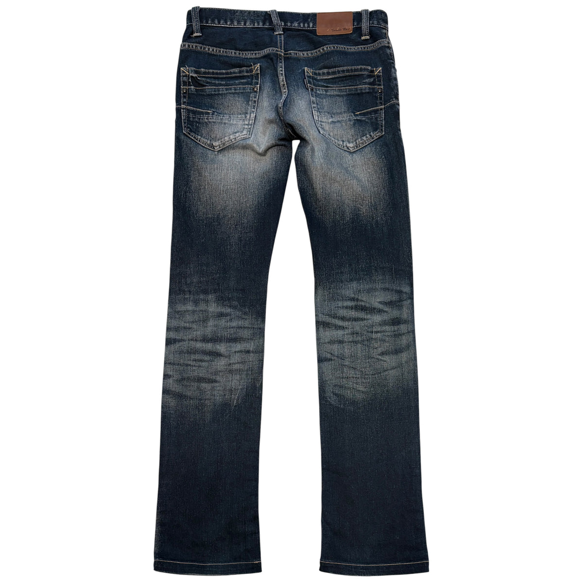 Tornado Mart blue streaked gradient wash distressed denim jeans