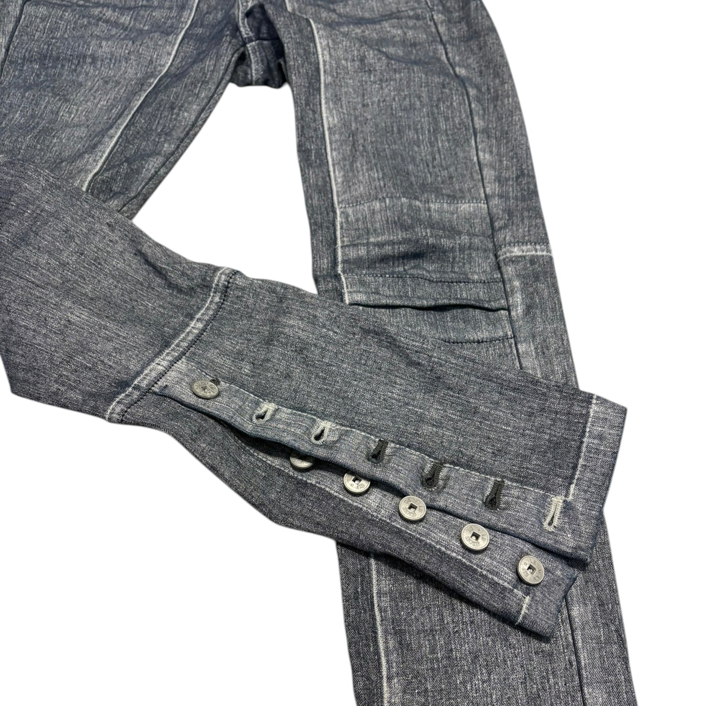 Marithe Francois Girbaud grey jeans w button
bootcuts