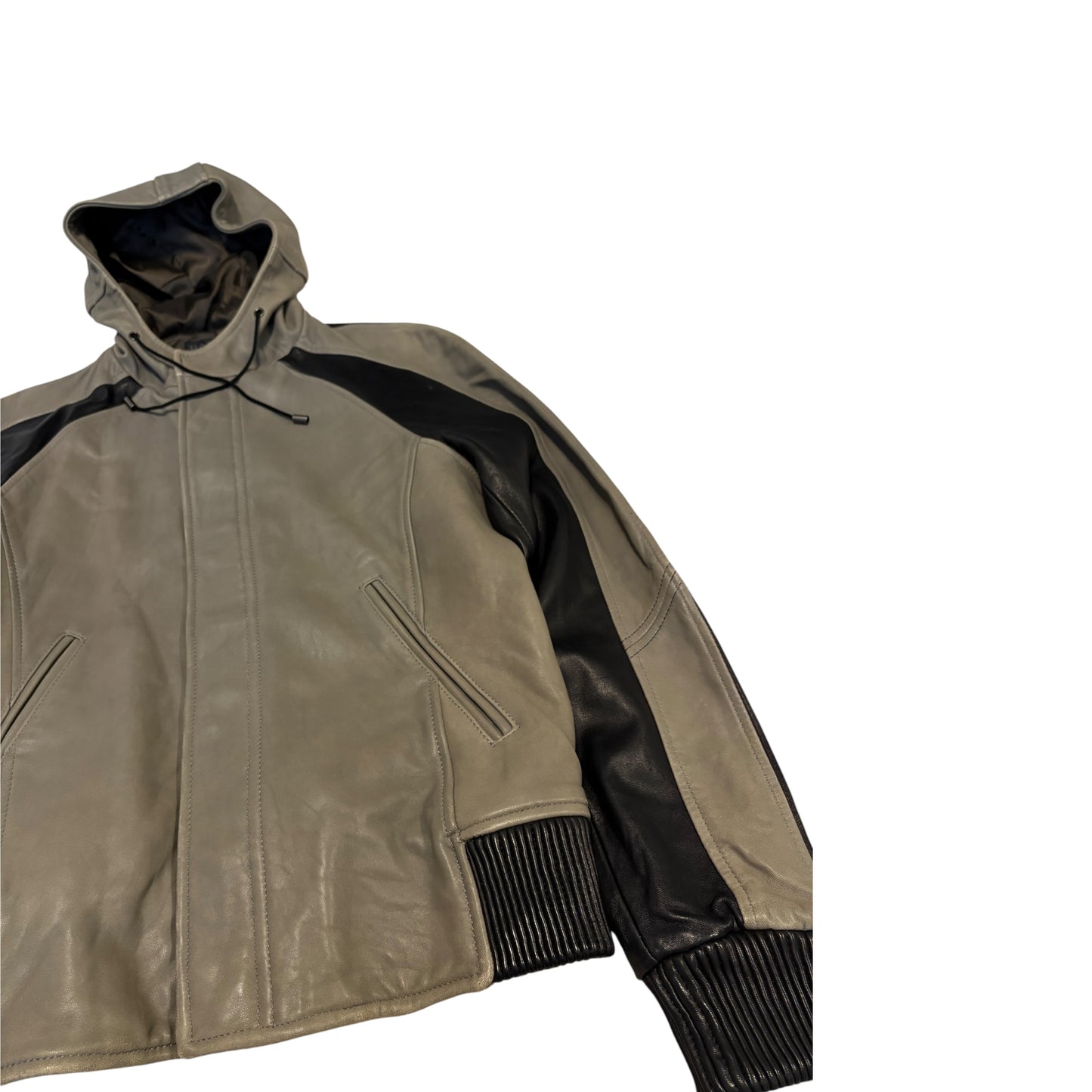 Morgan de Toi Homme khaki black lambskin leather boxer jacket