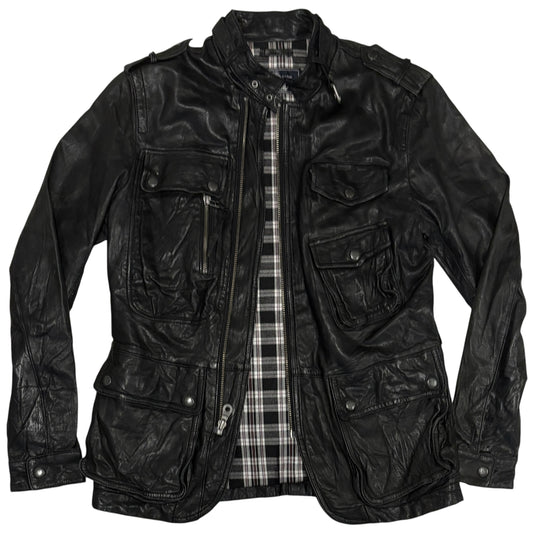 Japanese Avirex asymmetric lambskin leather multipocket jacket