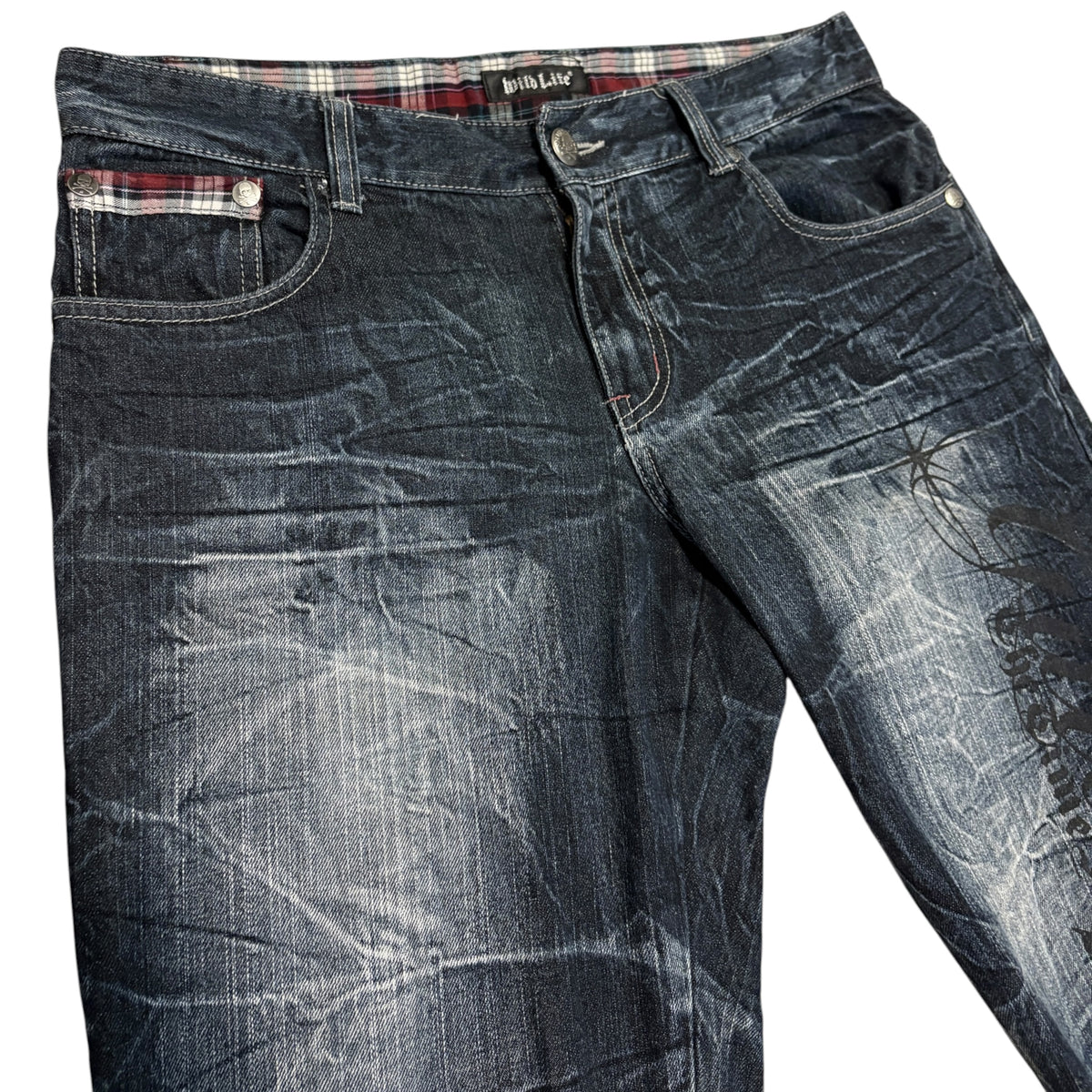 Japanese brand navy honeycomb wash gradient straight leg denim jeans