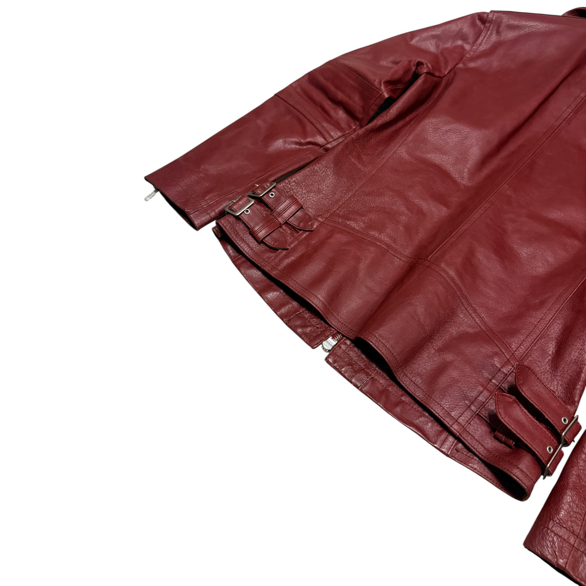 Atelier Sab Men (A.S.M) burgundy red multizip buffalo leather jacket