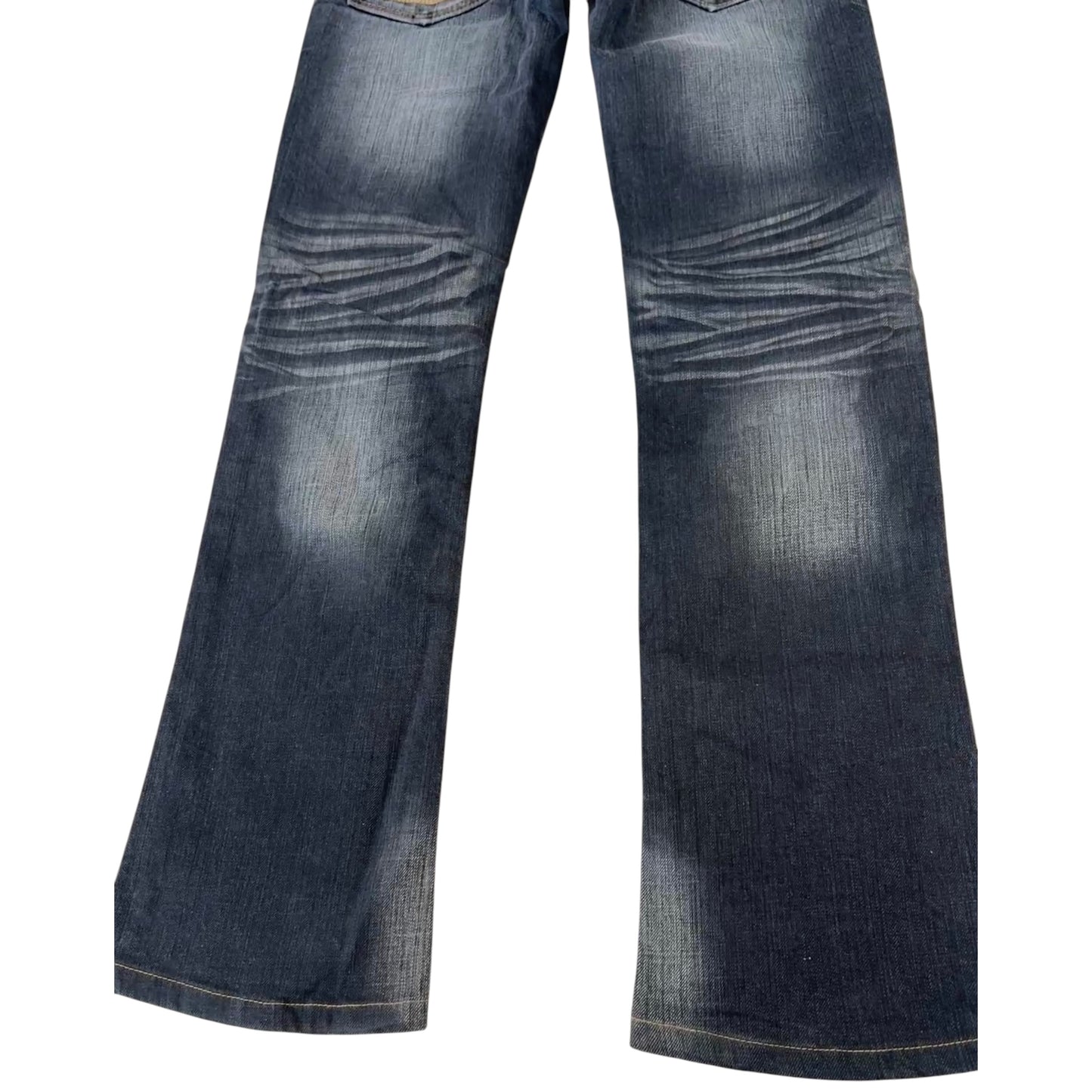 Hideaways Nicole navy patchwork streaked bootcut denim jeans