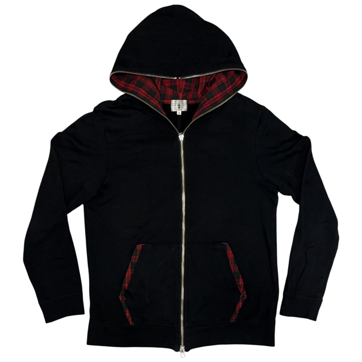Takeo Kikuchi black red check full zip hoodie
