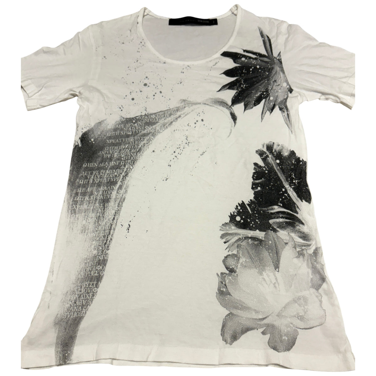 Schlussel palm tree floral graphic white V-neck T-shirt
