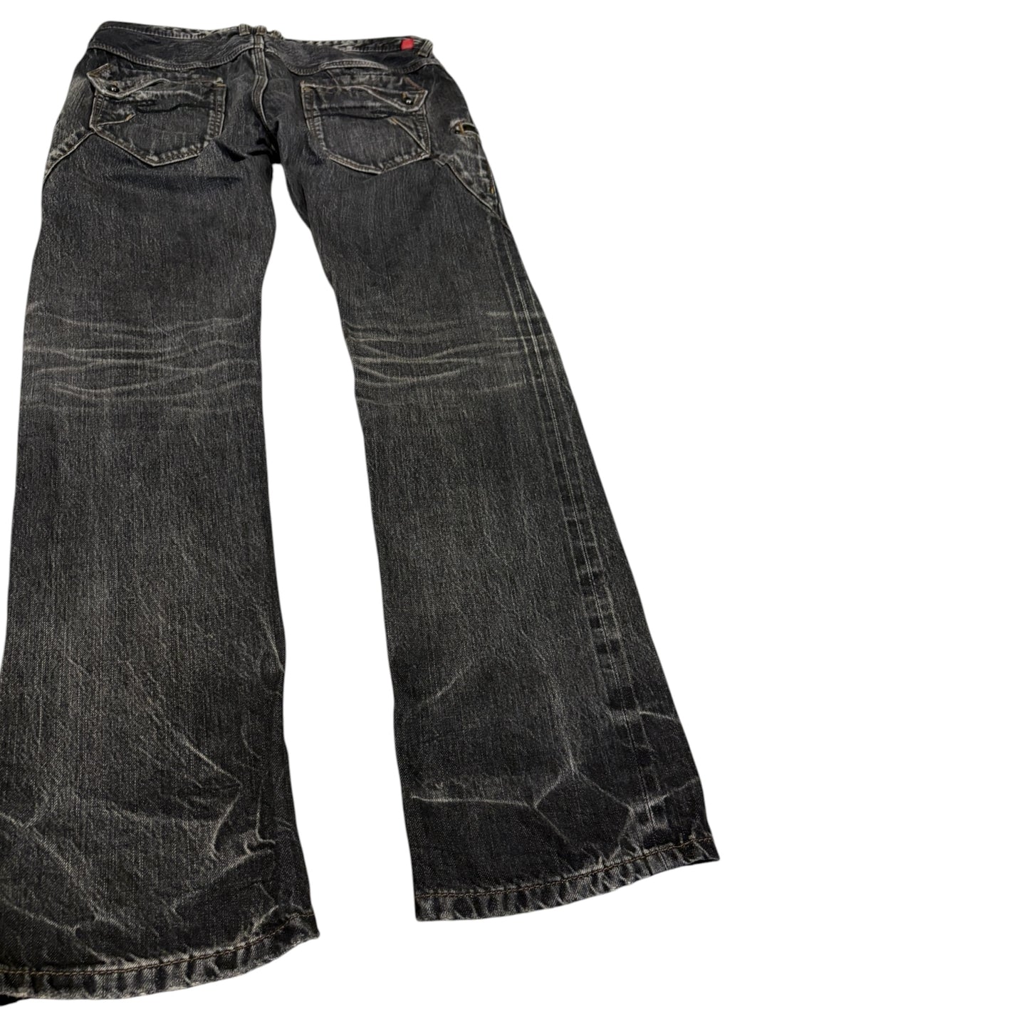 Japanese brand black zip whispered fade wash grey denim jeans