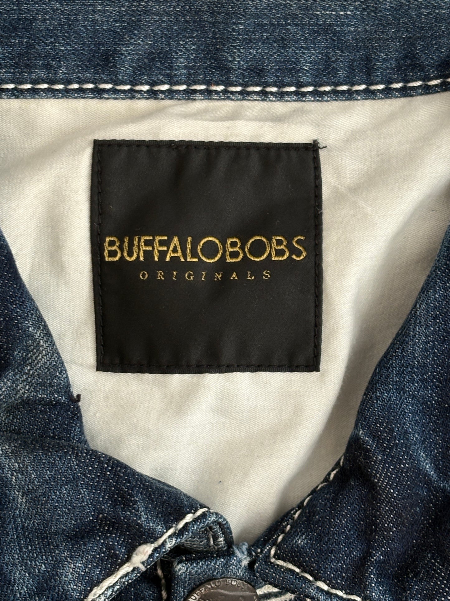 Buffalo Bobs blue two tone gradient streaked denim jacket