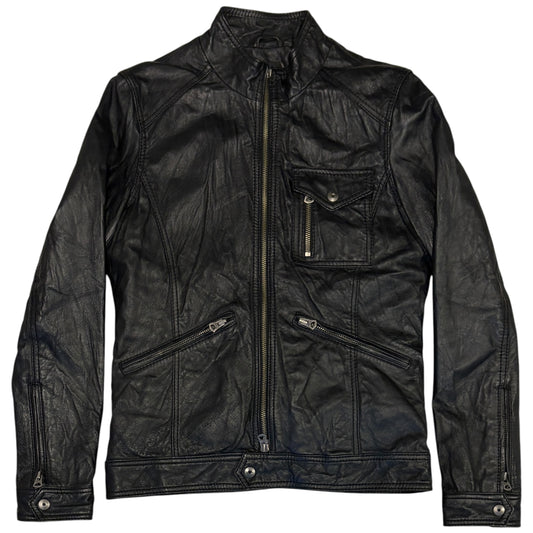 Morgan Homme black pig leather multizip jacket