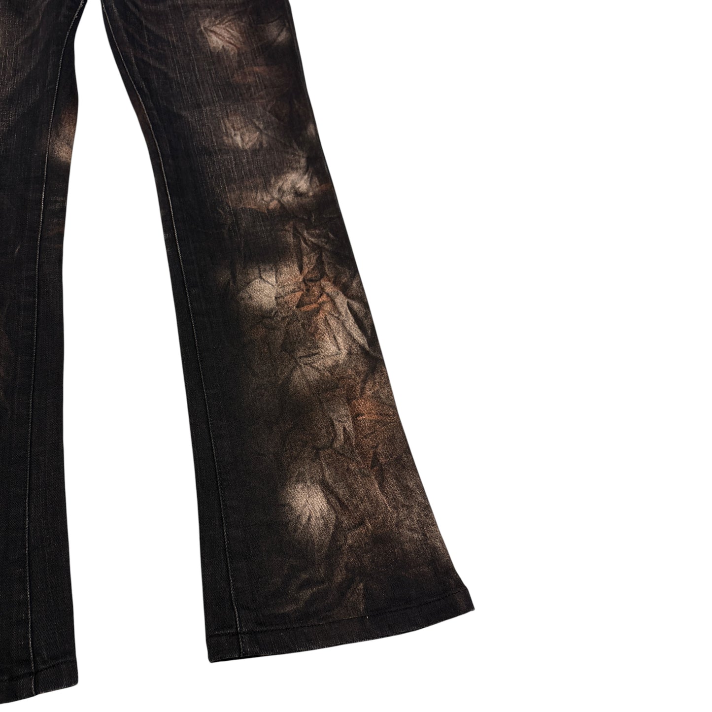 Tornado Mart red galaxy effect black bootcut denim jeans