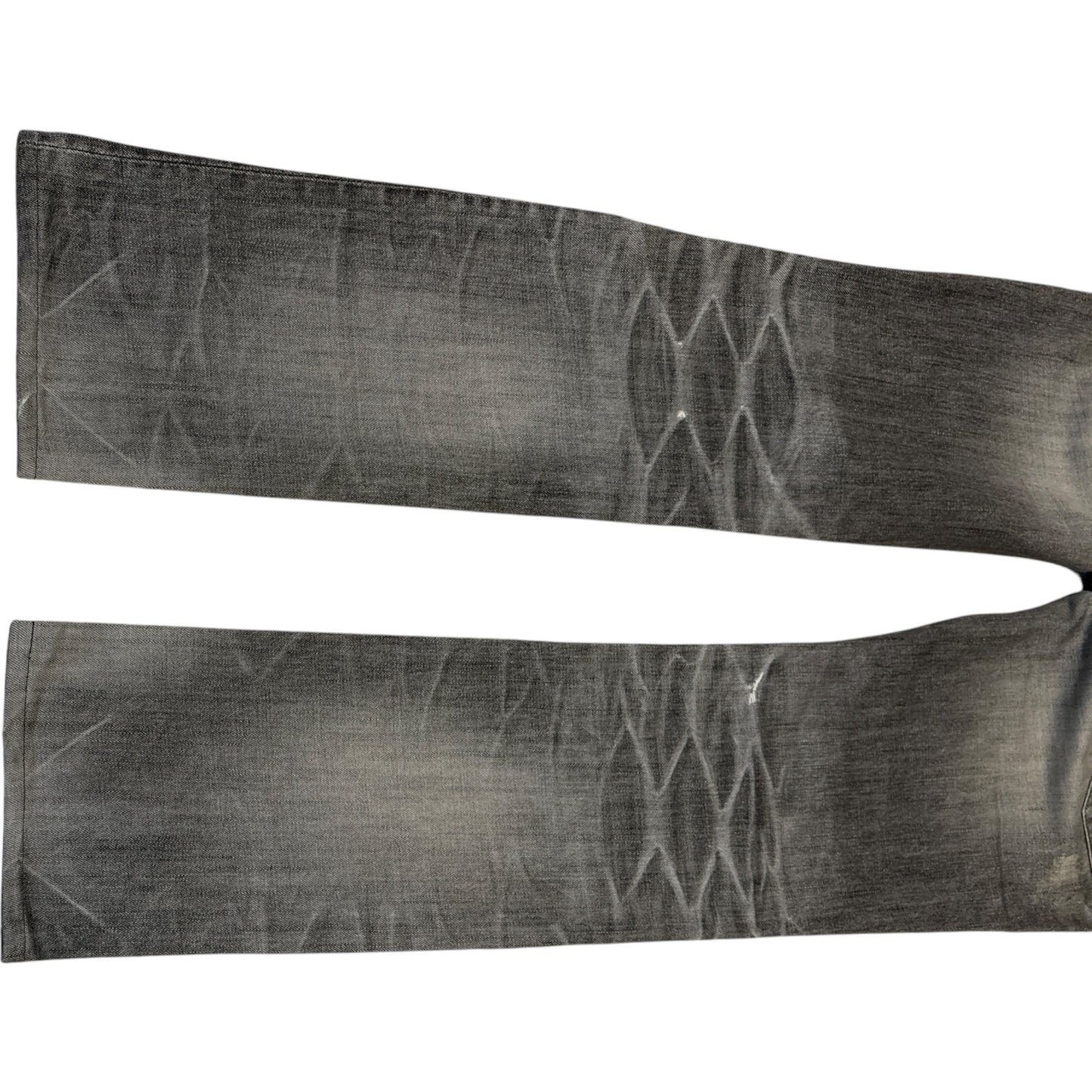 Isamu Katayama Backlash grey whiskered leopard print bootcut denim jeans