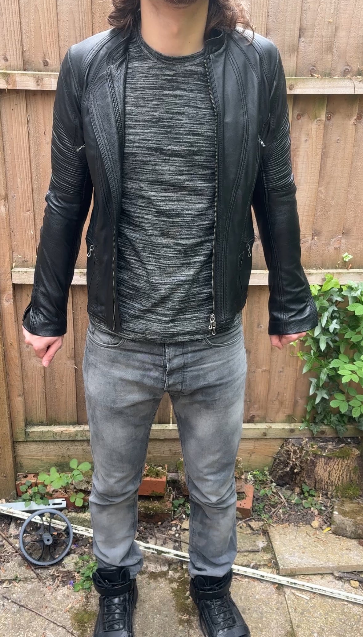 Goa buffalo leather multizip biker motorcycle jacket