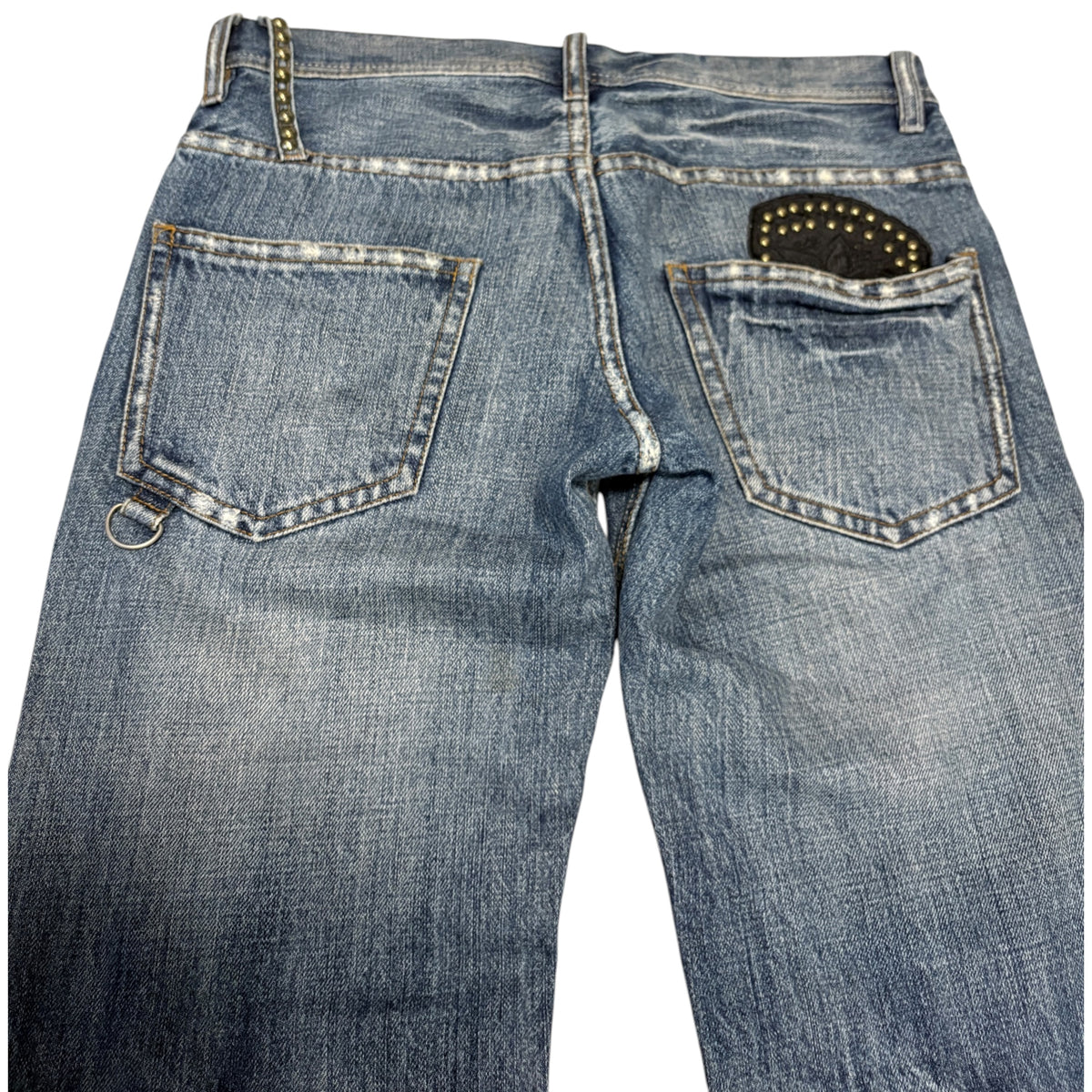 Midas blue studded claw mark wash embroided pocket denim jeans