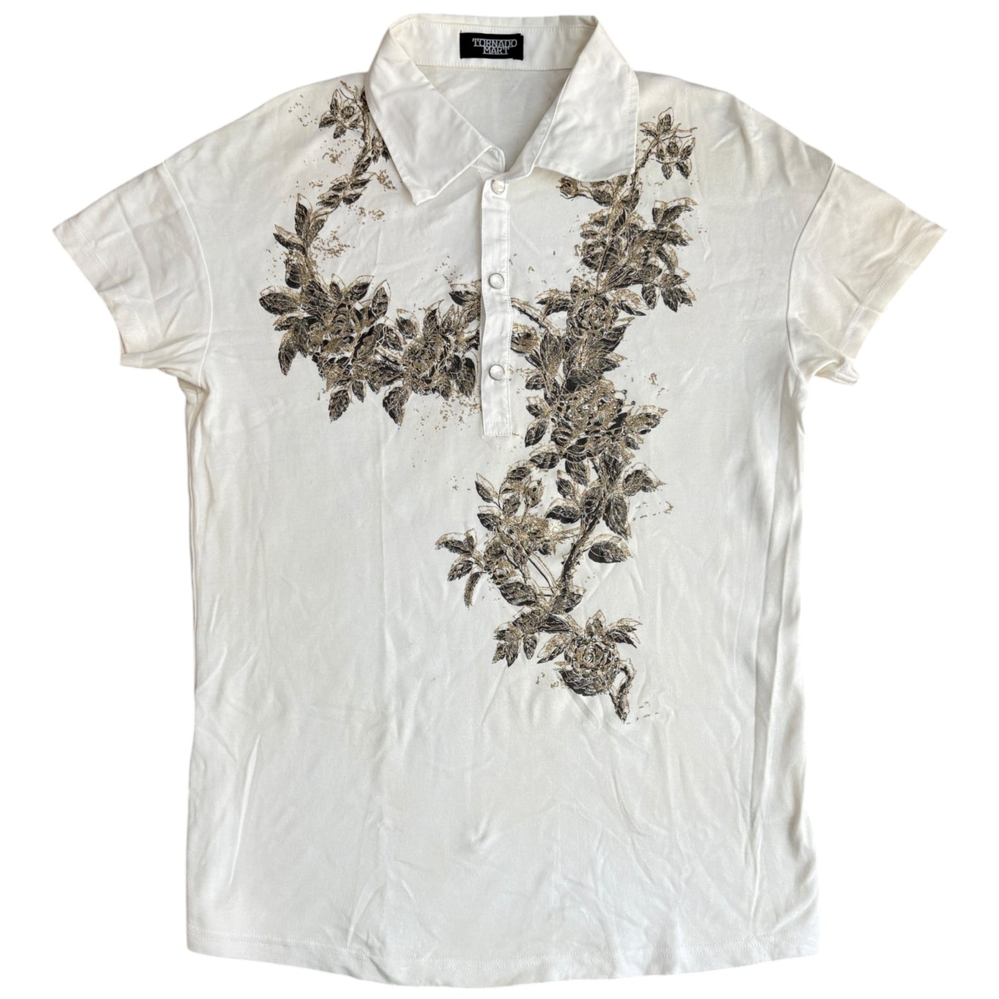 Tornado Mart white floral print embellished polo T-shirt
