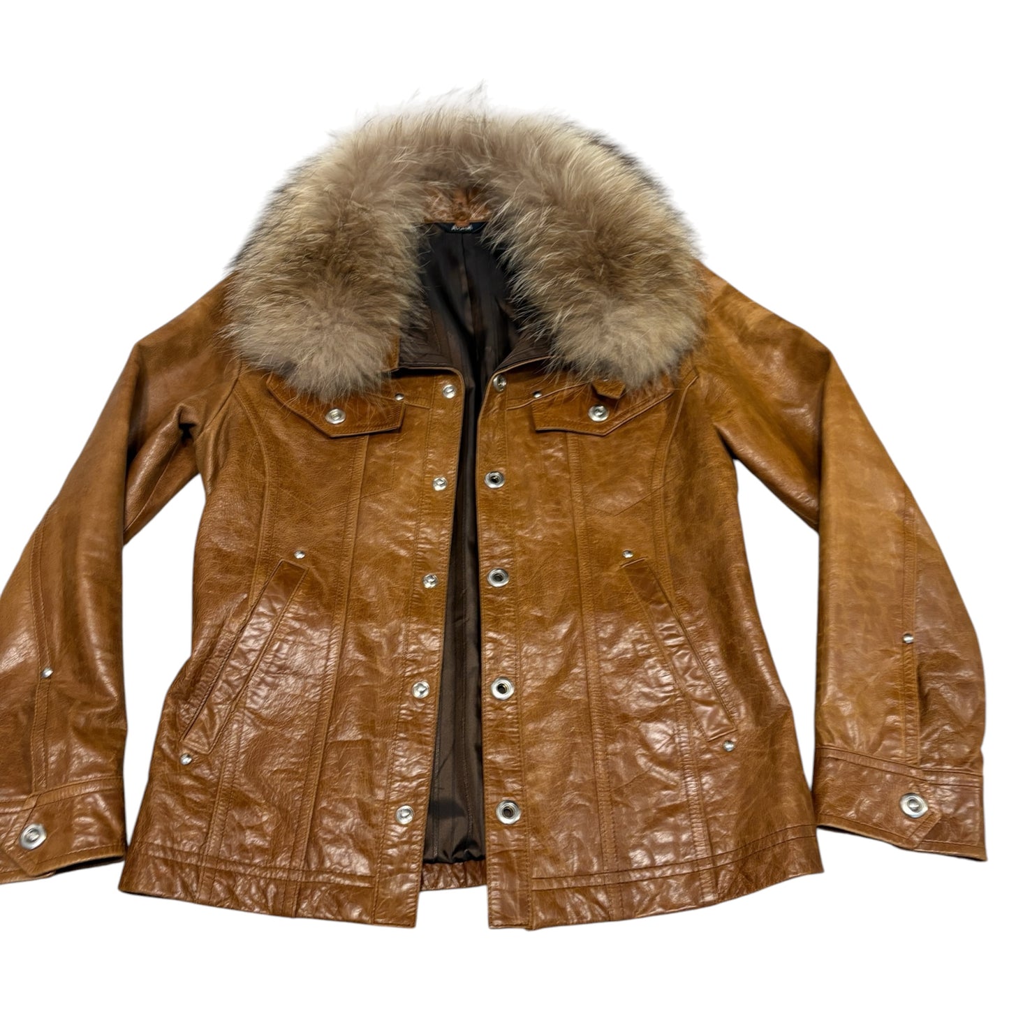 Atelier Sab Men (A.S.M) buffalo leather leather jacket w raccoon fur collar