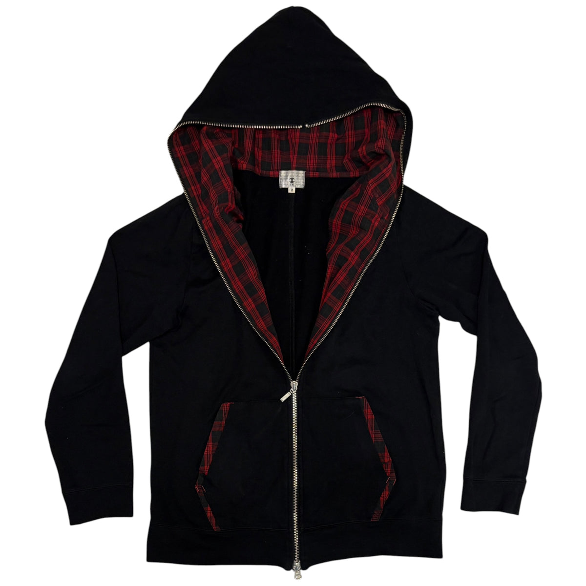 Takeo Kikuchi black red check full zip hoodie