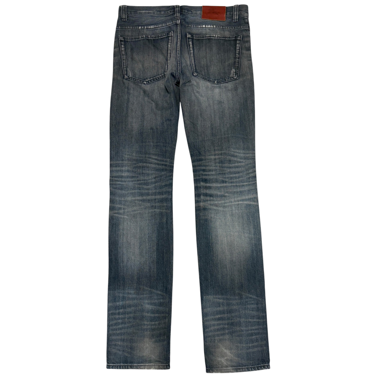 Burberry Black Label blue grey fade wash streaked distressed straight denim jeans