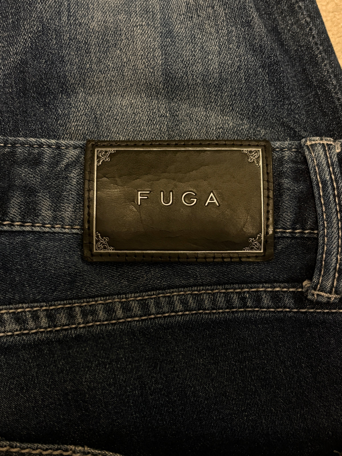 Fuga whiskered blue fade wash bootcut denim jeans