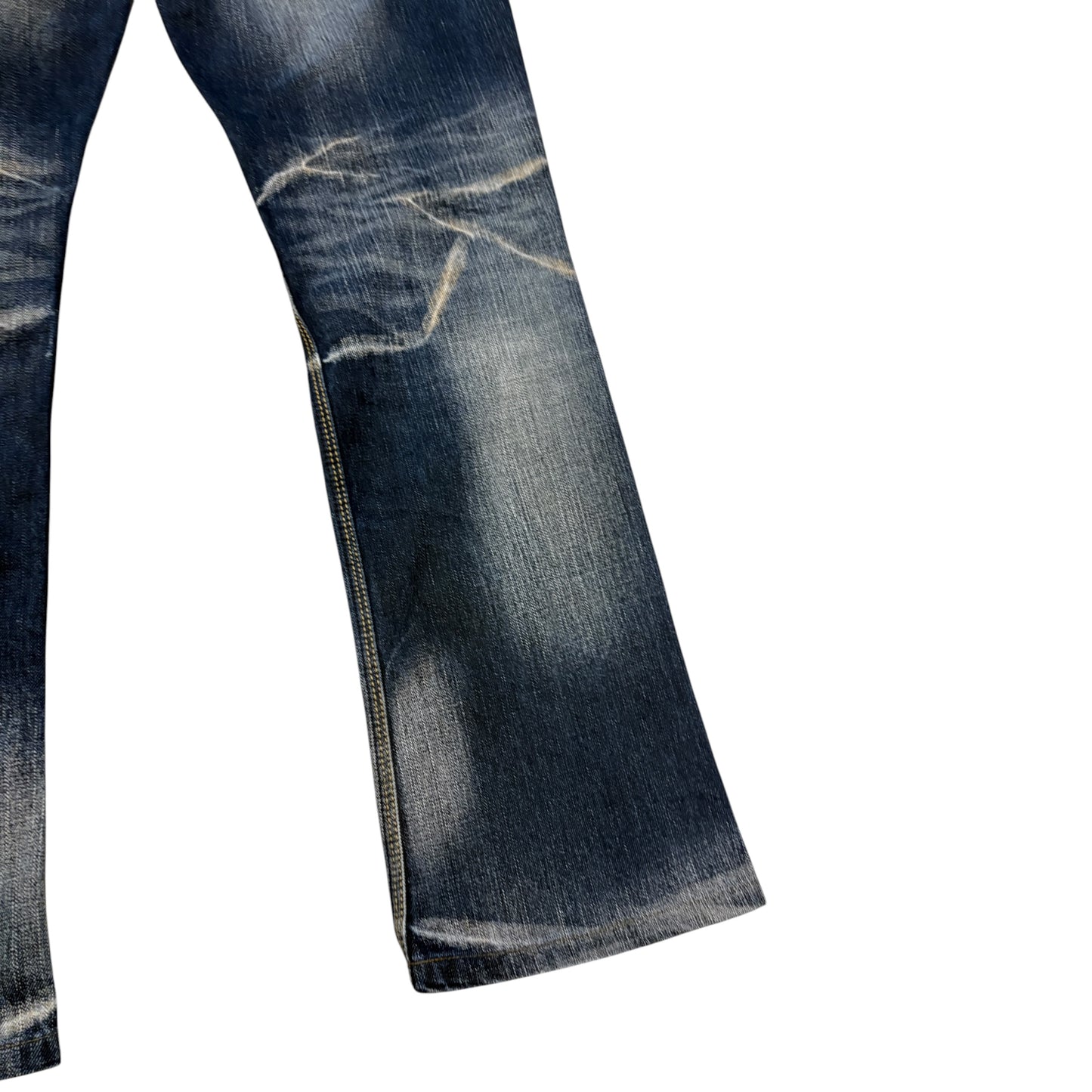 Nicole Club distressed patchwork claw mark bootcut denim jeans