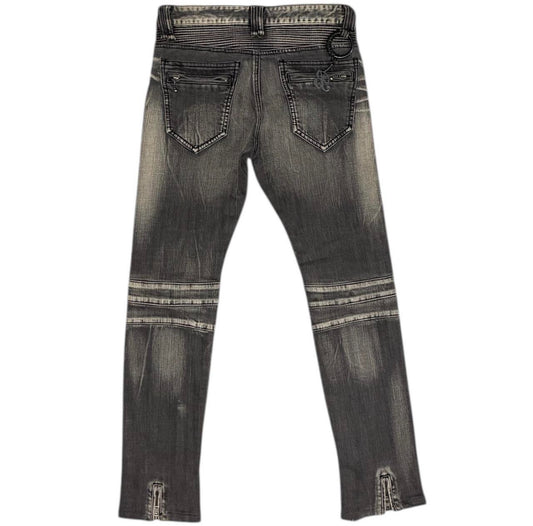 Buffalo Bobs grey detailed biker denim jeans