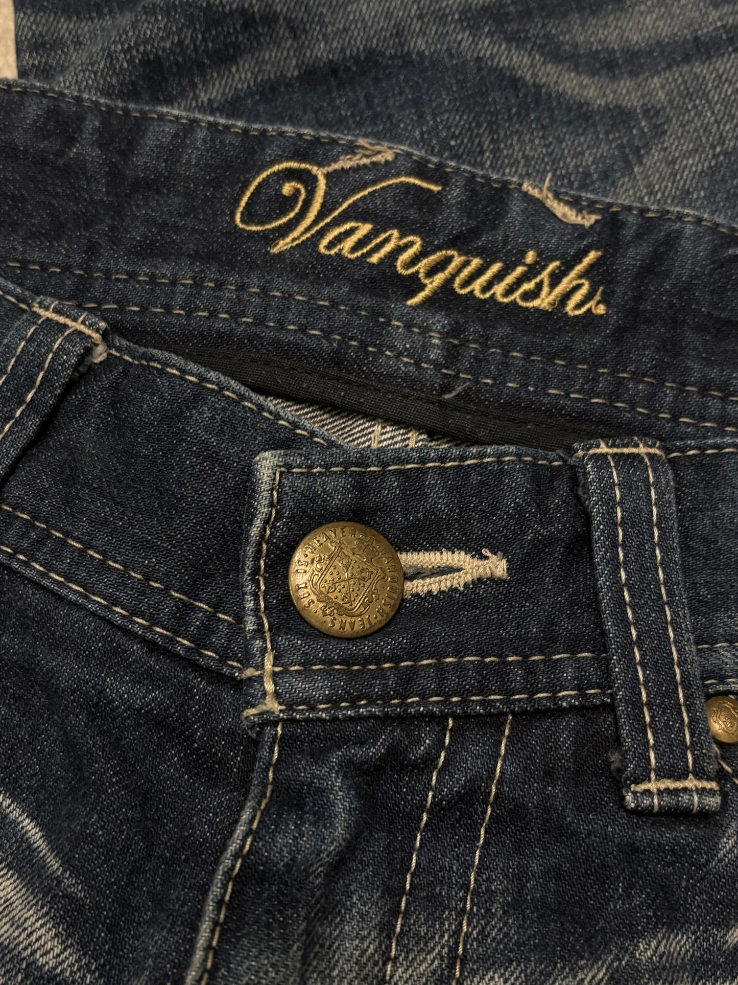 Japanese brand blue gradient claw mark bootcut jeans
