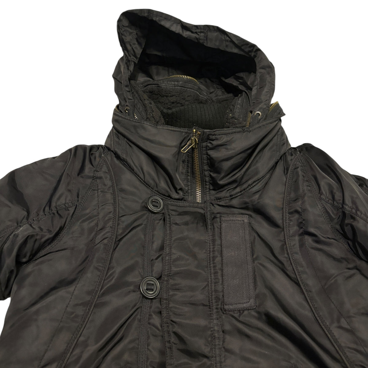 Goa bono hood nylon utility bomber jacket w/ cotton fleece ends
