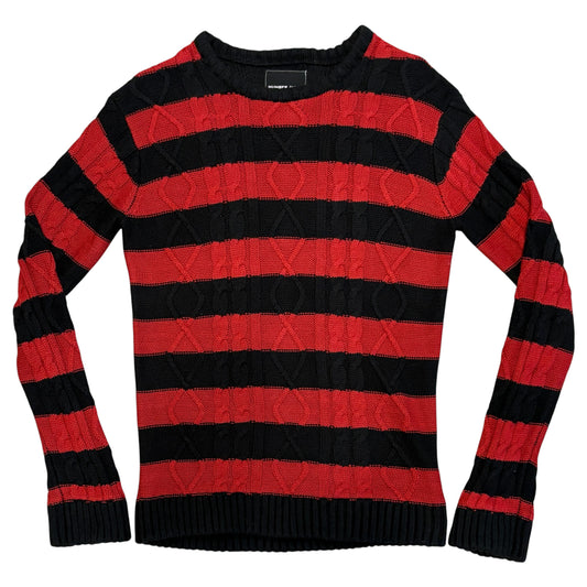 Number (N)ine black red striped cable knit sweater