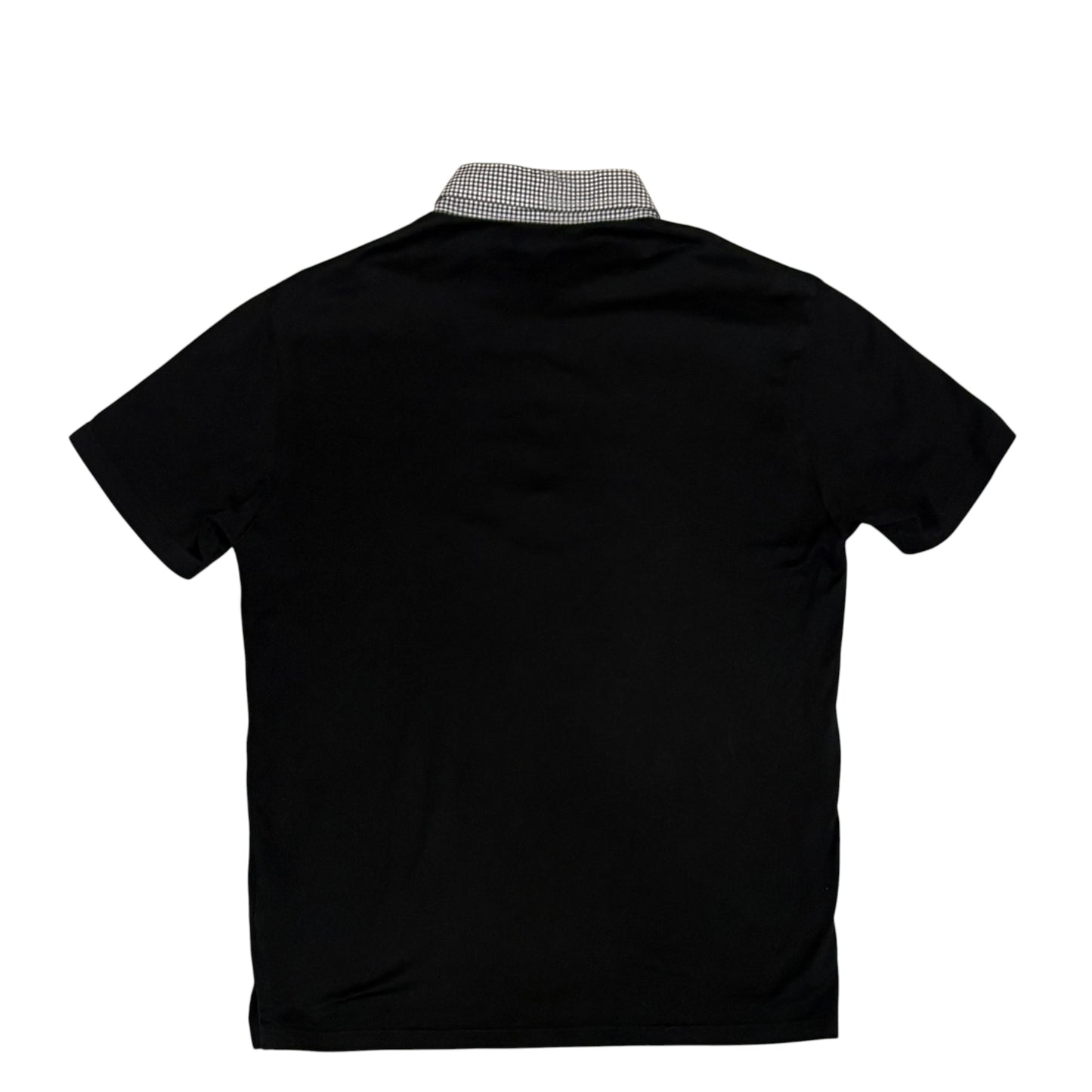 Burberry Black Label black polo T-shirt w/ white check collar