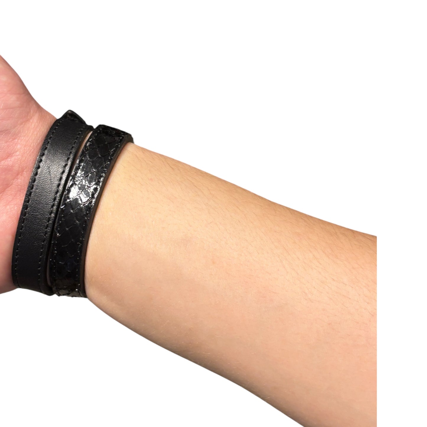 5351 Pour Les Hommes python print double wrap leather bracelet