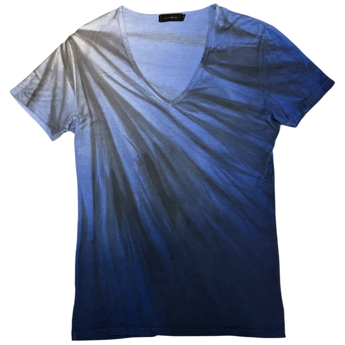 Civarize blue palm tree tropical fade wash V-neck T-shirt