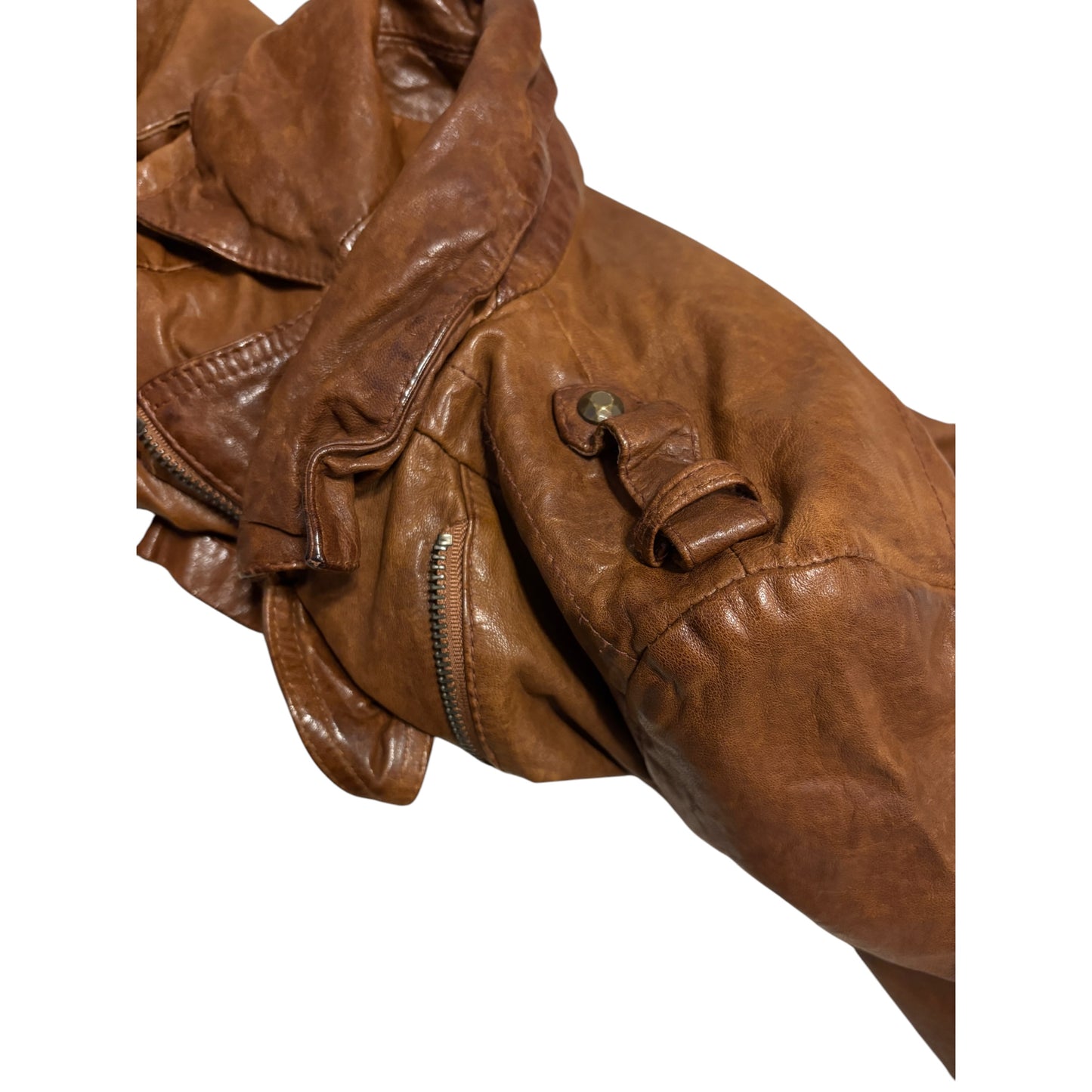 Goa pig leather asymmetric brown biker jacket