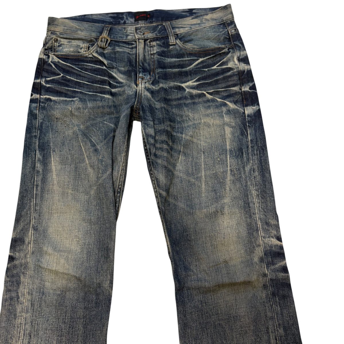Jackrose blue whiskered washed bootcut denim jeans