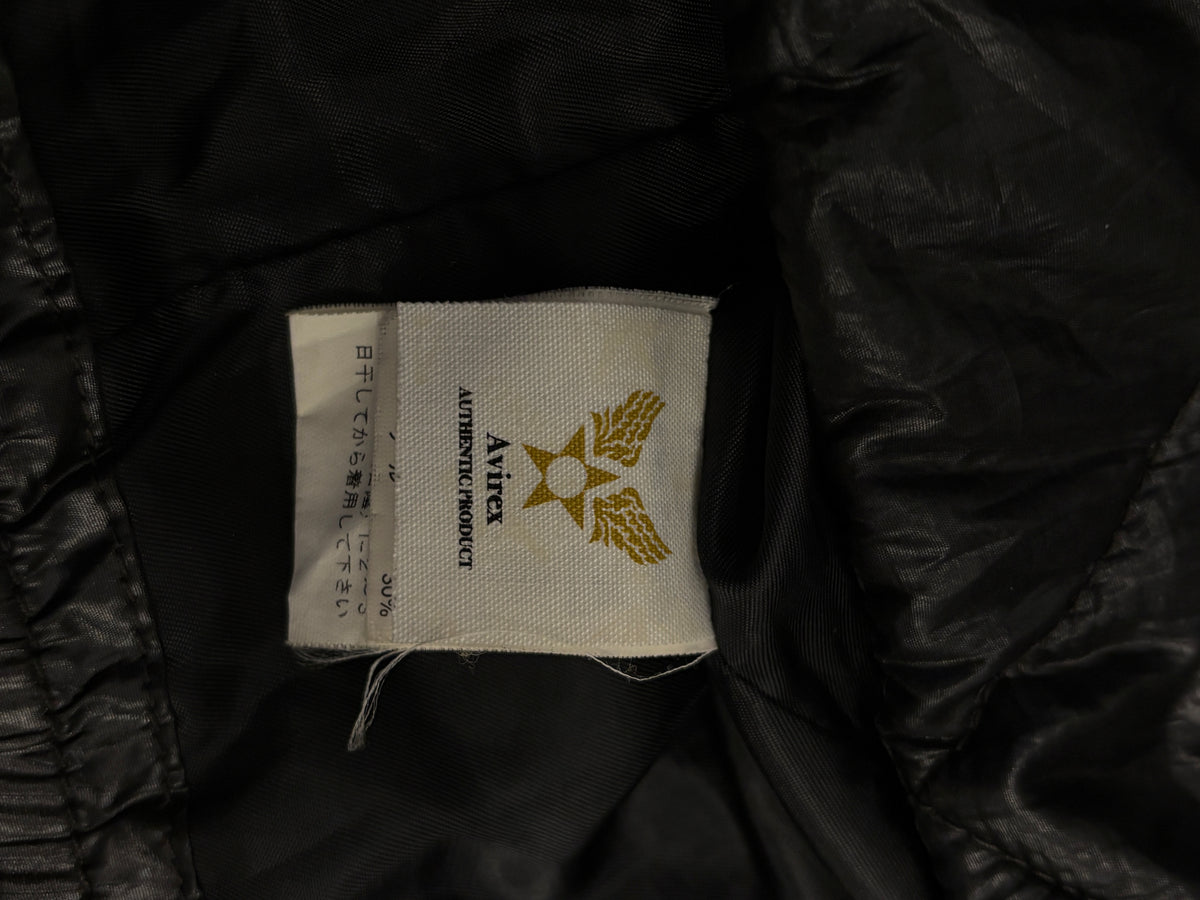 Avirex (Japanese exclusive line) black shell puffer jacket w/ embroided badges