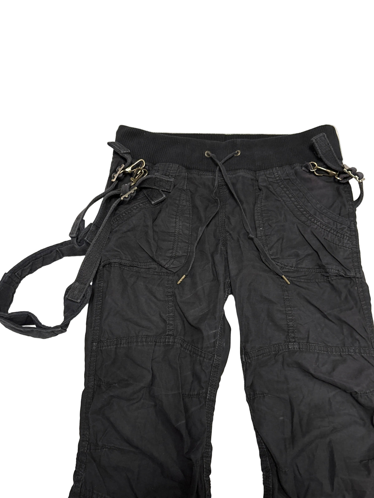 Goa black parachute suspender bootcut flare cargo pants