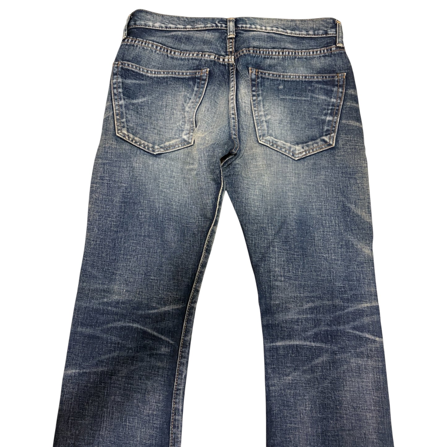 Jun Hashimoto blue fade wash bootcut denim jeans