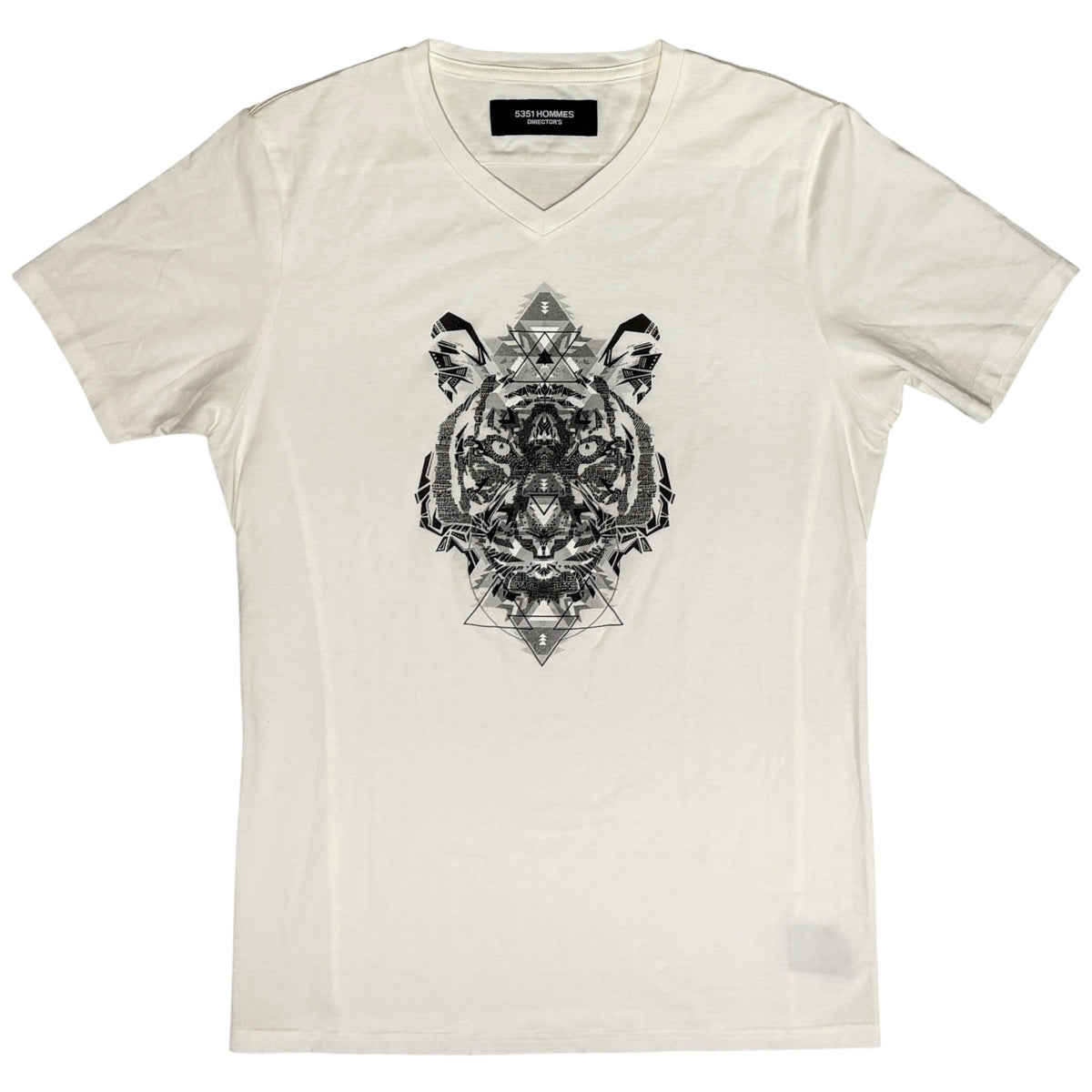 5351 Pour Les Hommes white geometric LSD tiger print T-shirt