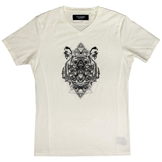 5351 Pour Les Hommes white geometric LSD tiger print T-shirt
